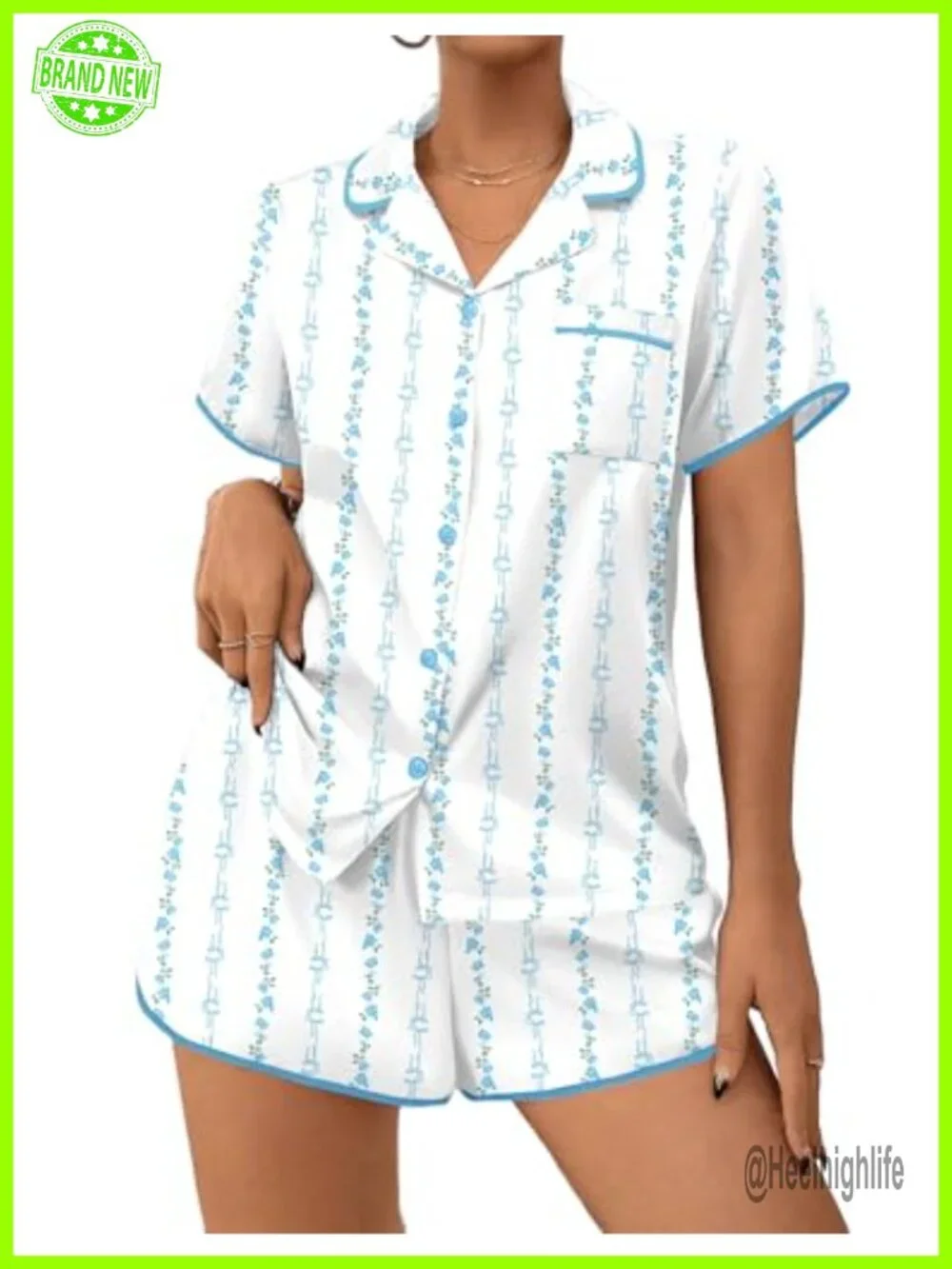 Silky Satin Pajamas Set 2-Piece Short Sleeve Top & Shorts